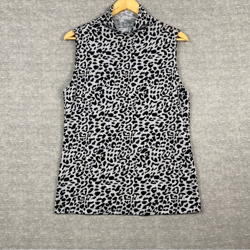 AprLL Womens Black/White Animal Print Sleeveless Colored Pullover Blouse Size XL